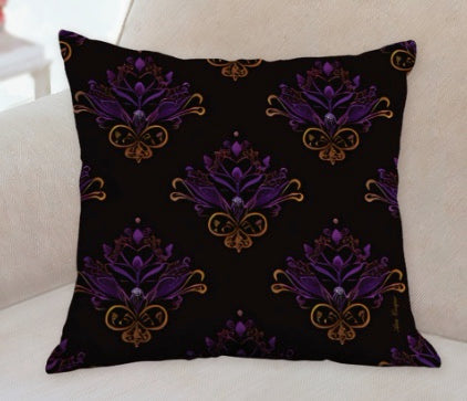 Baroque Purple Gold Throw Pillow Ana Couper (No 16).