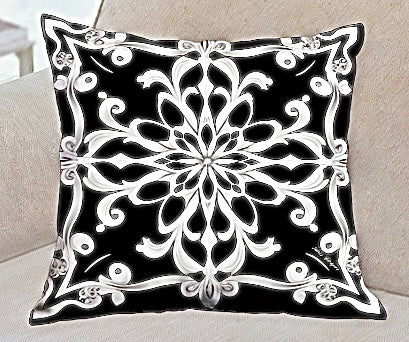 Baroque Silver Throw Pillow  Ana Couper (No 18).