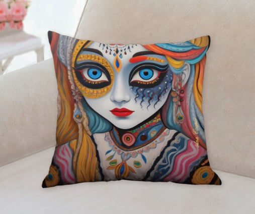 World DNA Girl Throw Pillow Ana Couper (No 3). NZ Made