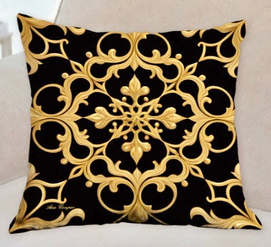 Baroque Gold Throw Pillow Cushion Ana Couper (No 11).