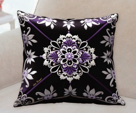Baroque Purple White Throw Pillow  Ana Couper (No 14).
