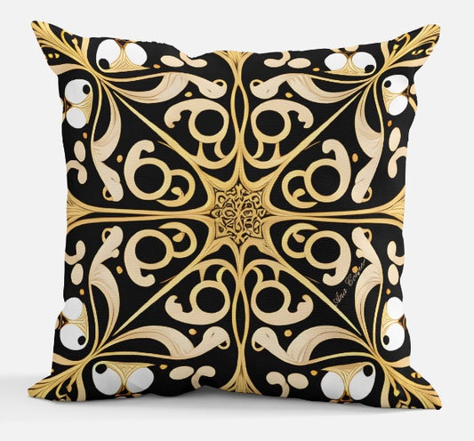 AC Baroque Gold White Throw Pillow (No 24).