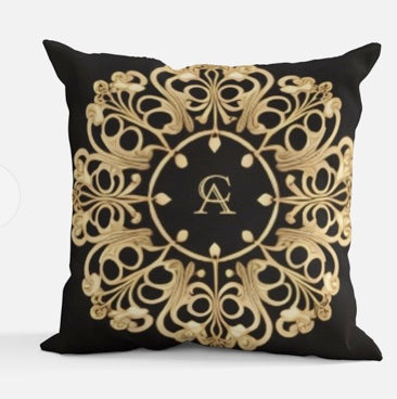 AC Baroque Gold Black Throw Pillow (No 25).