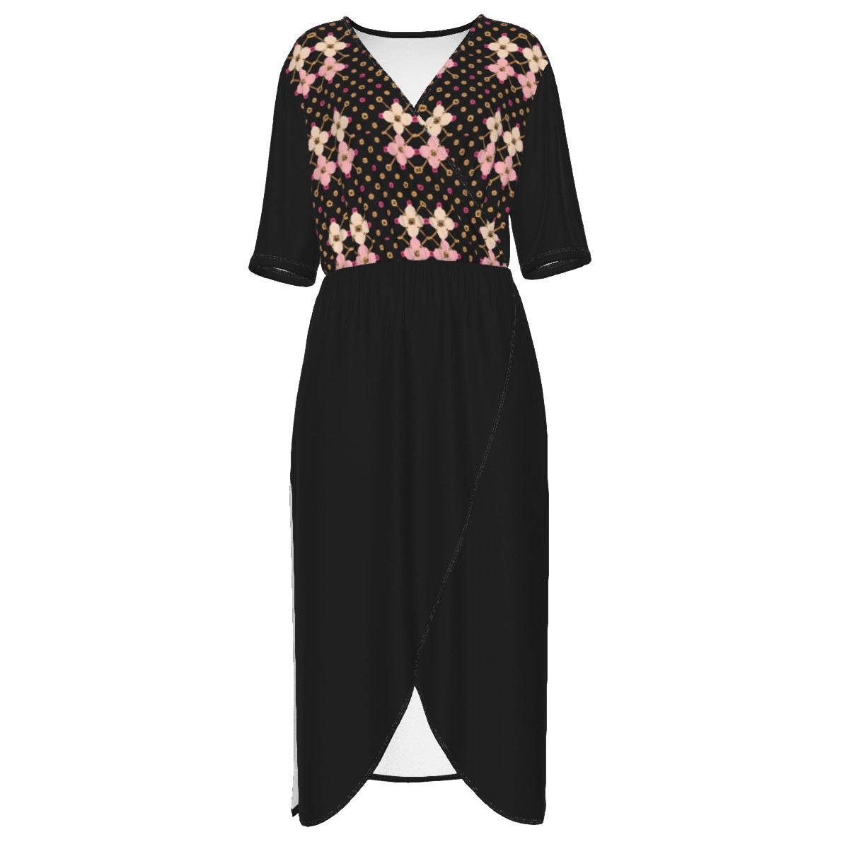 AC KAMI Women's Short Sleeve V-neck Dress