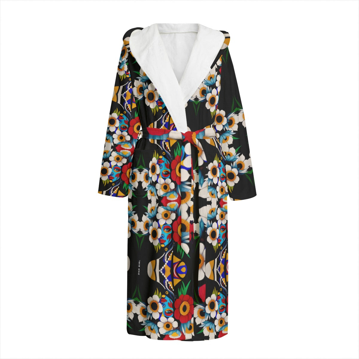 DNA GIRL All-Over Print Unisex Flannel Hooded bathrobe (DIRECT)