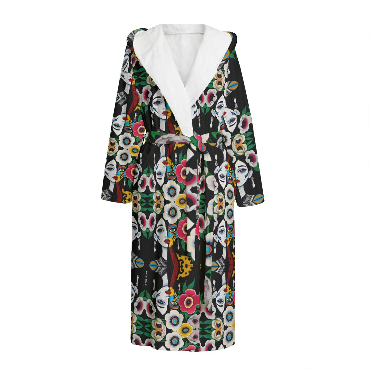 DNA GIRL All-Over Print Unisex Flannel Hooded bathrobe (DIRECT)