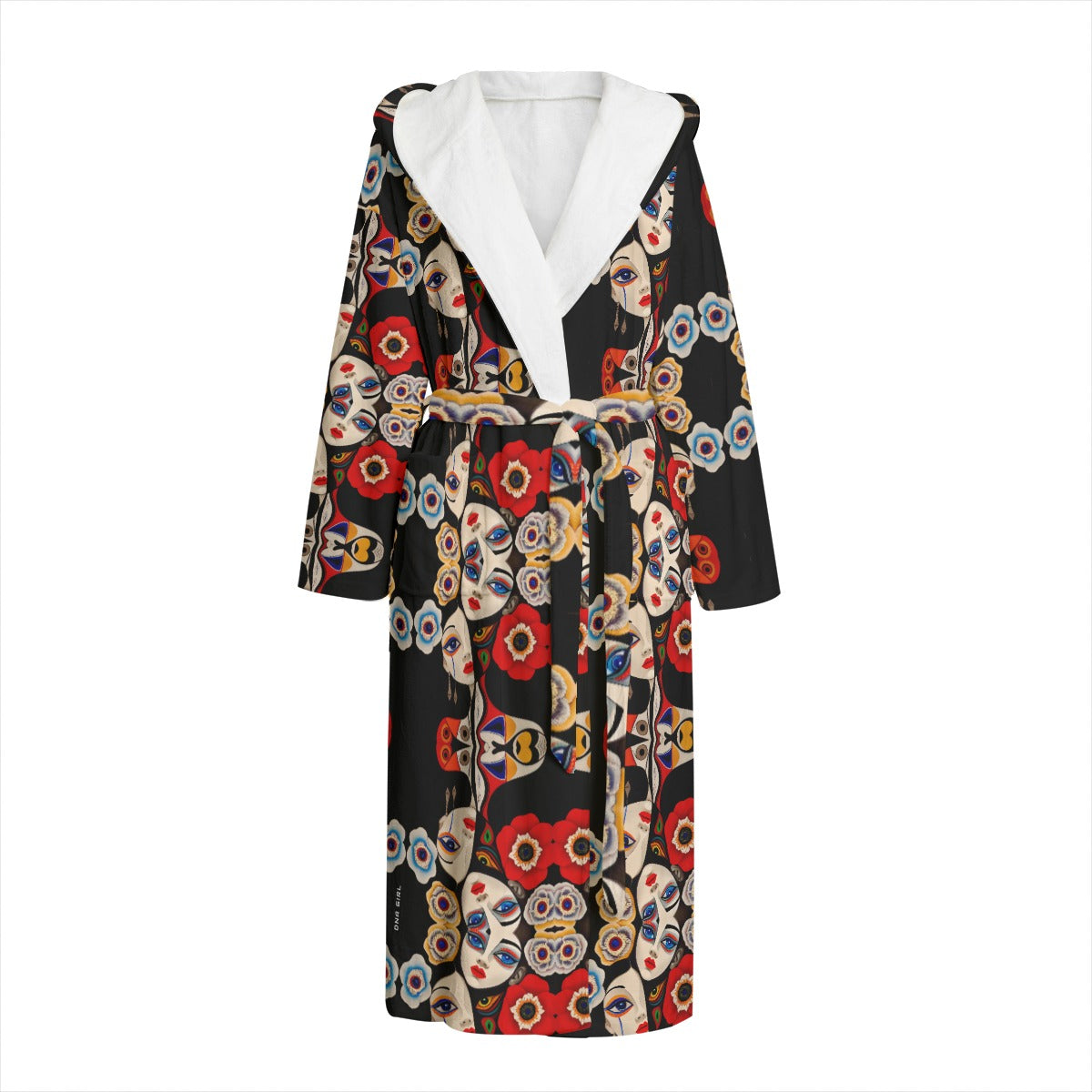 DNA GIRL All-Over Print Unisex Flannel Hooded bathrobe (DIRECT)