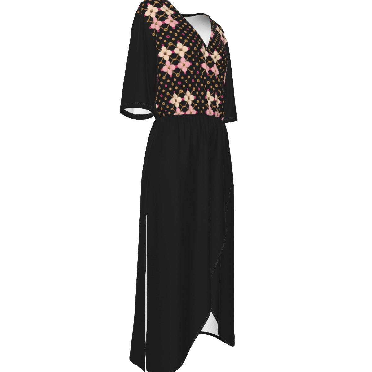 AC KAMI Women's Short Sleeve V-neck Dress