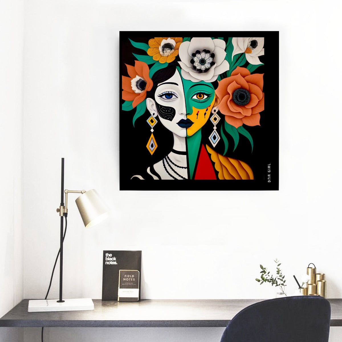 DNA GIRL Framed Single Piece Mural | Square