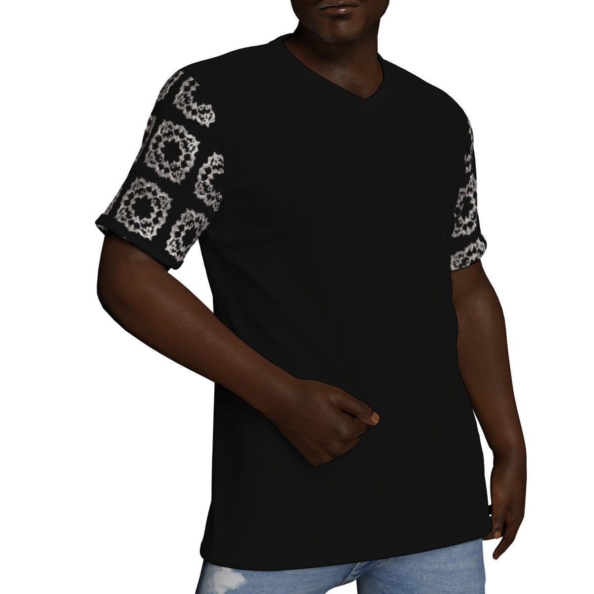 AC BAROQUE All-Over Print V-Neck T-Shirt