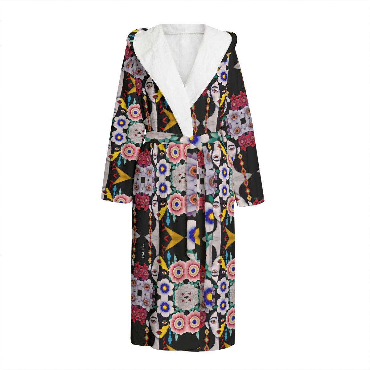 DNA GIRL All-Over Print Unisex Flannel Hooded bathrobe (DIRECT)