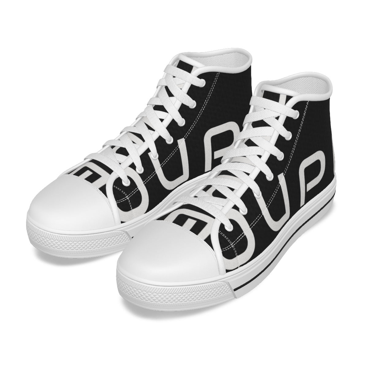 OUPE B/W Men's Canvas Shoes Large writing