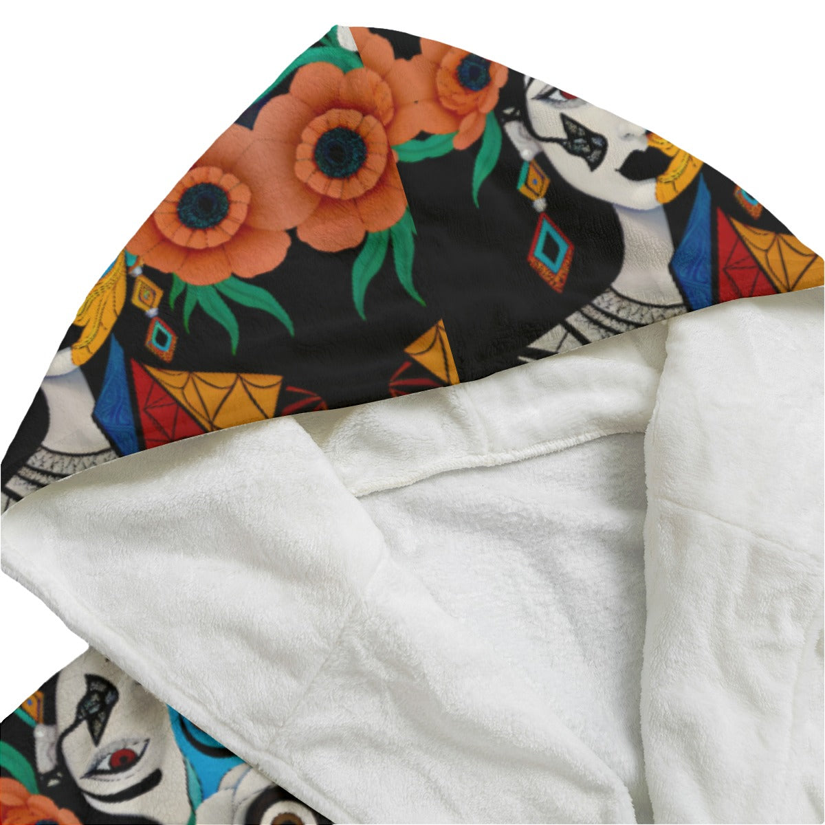 DNA GIRL All-Over Print Unisex Flannel Hooded bathrobe (DIRECT)