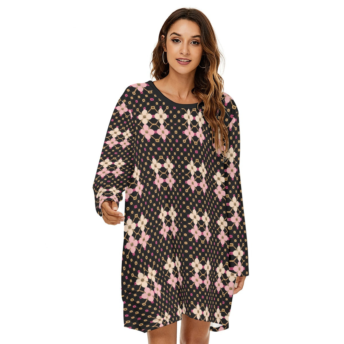 AC KAMI Women's Loose Crew Neck Dress