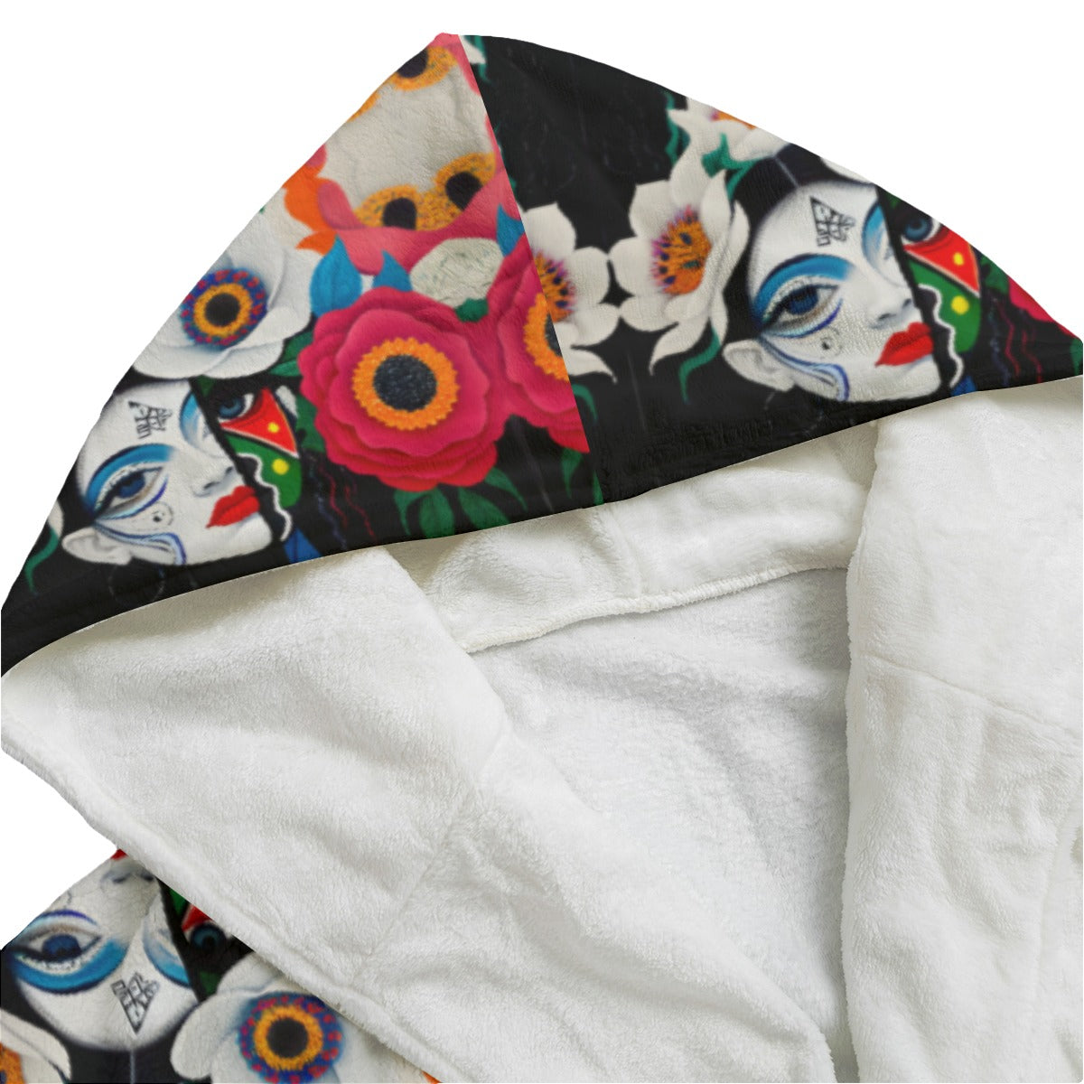 DNA GIRL All-Over Print Unisex Flannel Hooded bathrobe (DIRECT)