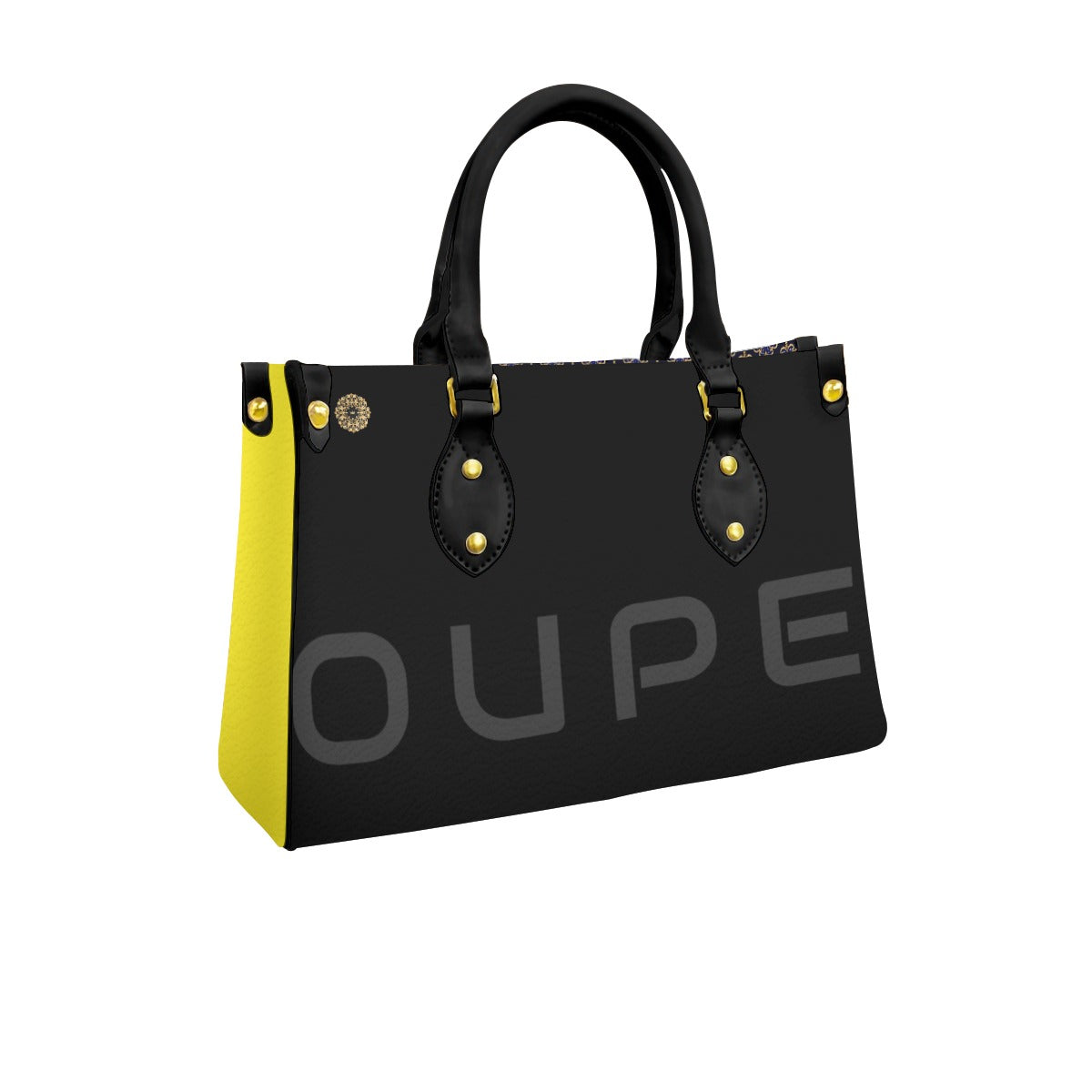 Women's "OUPE" (Lemon) Tote Bag With Black Handle