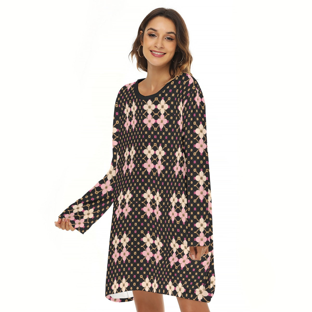 AC KAMI Women's Loose Crew Neck Dress