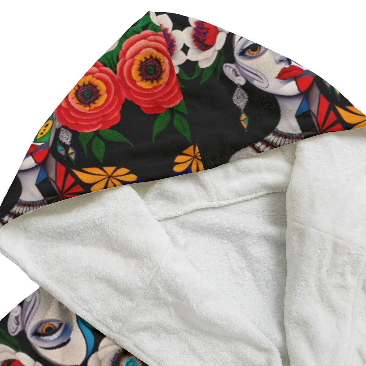 DNA GIRL All-Over Print Unisex Flannel Hooded bathrobe (DIRECT)