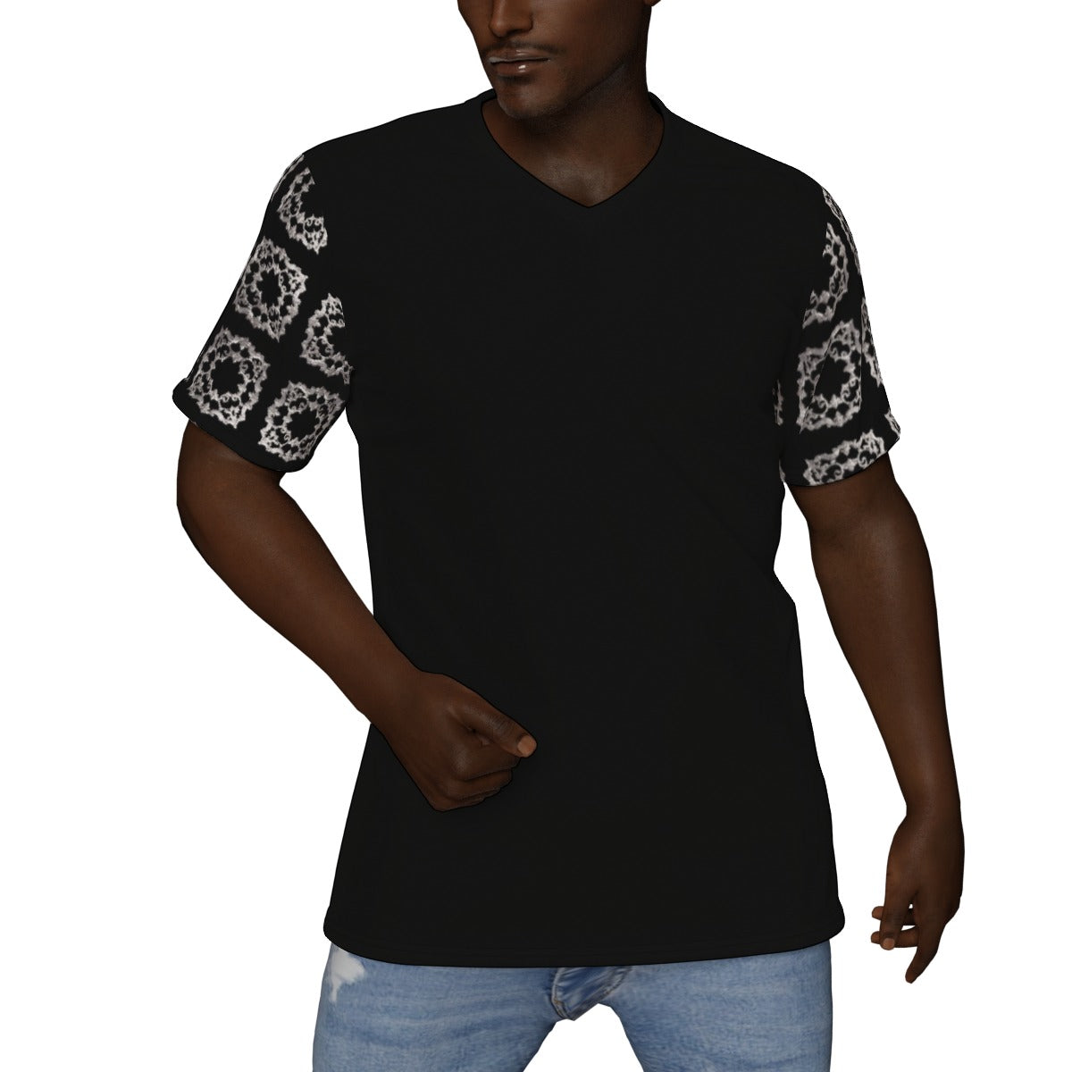 AC BAROQUE All-Over Print V-Neck T-Shirt