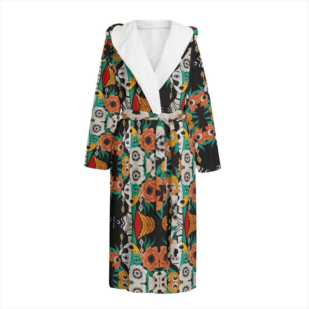 DNA GIRL All-Over Print Unisex Flannel Hooded bathrobe (DIRECT)