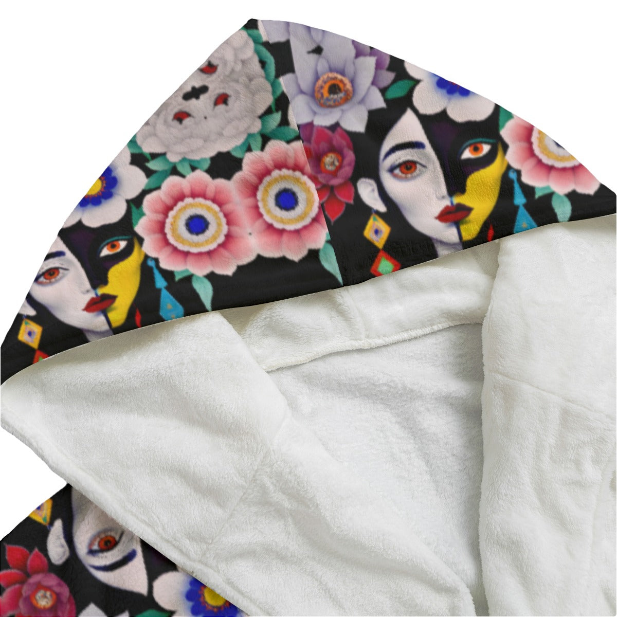 DNA GIRL All-Over Print Unisex Flannel Hooded bathrobe (DIRECT)