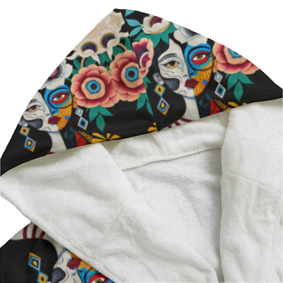 DNA GIRL All-Over Print Unisex Flannel Hooded bathrobe (DIRECT)