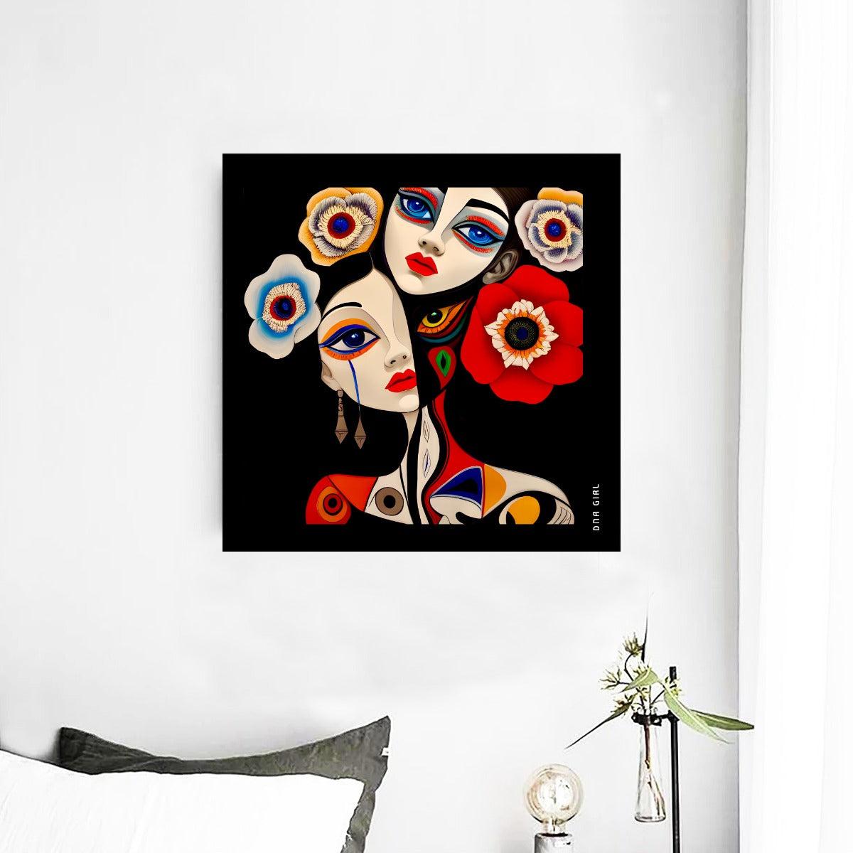 DNA GIRL Framed Single Piece Mural | Square