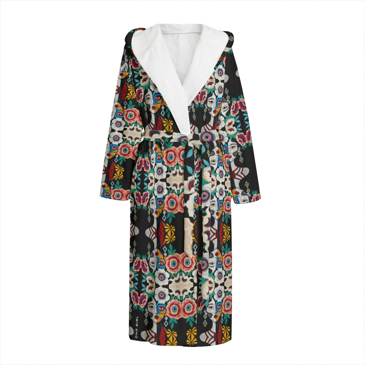DNA GIRL All-Over Print Unisex Flannel Hooded bathrobe (DIRECT)