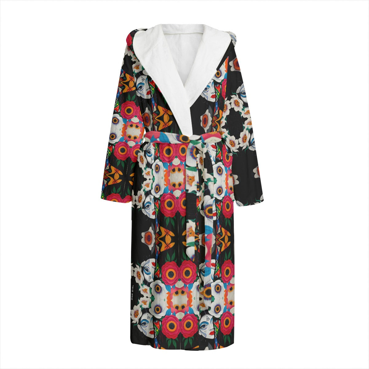 DNA GIRL All-Over Print Unisex Flannel Hooded bathrobe (DIRECT)