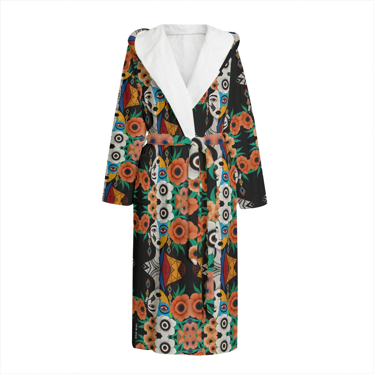 DNA GIRL All-Over Print Unisex Flannel Hooded bathrobe (DIRECT)