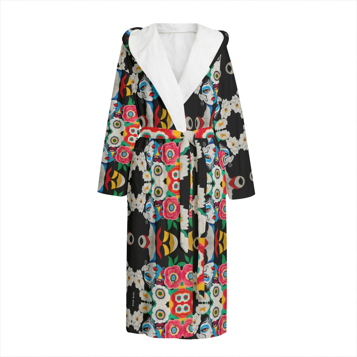 DNA GIRL All-Over Print Unisex Flannel Hooded bathrobe (DIRECT)