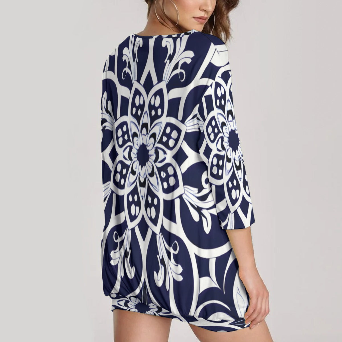 OUPE Women's Sweatshirt Pleated Hem