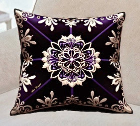 Baroque Purple Gold Throw Pillow  Ana Couper (No 15).
