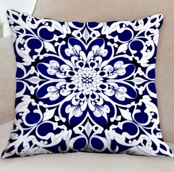 Blue Baroque Throw Pillow  Ana Couper (No 19).