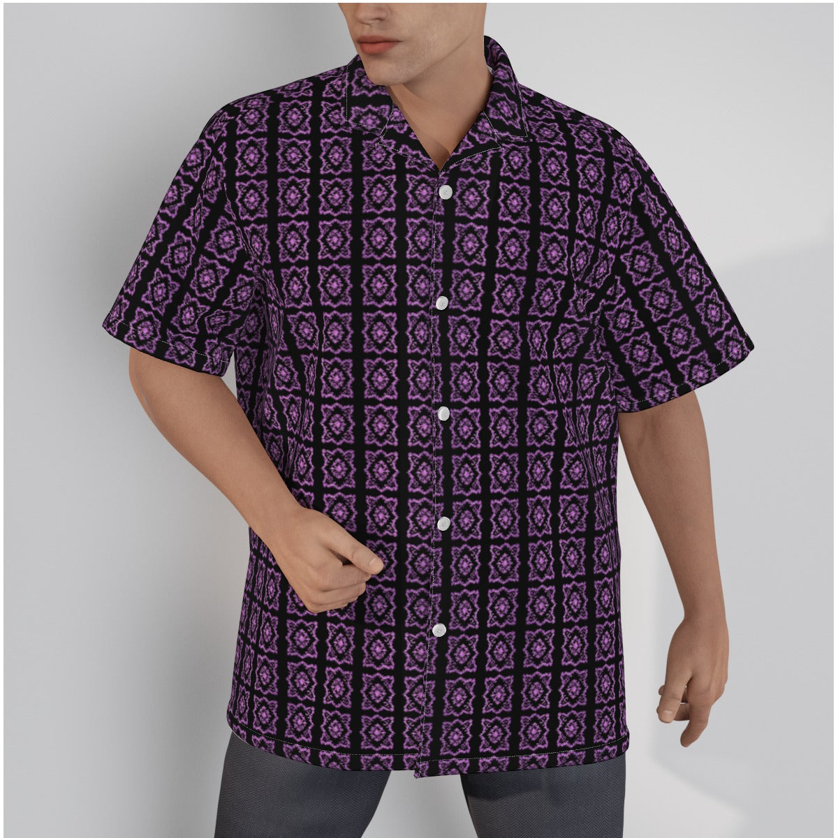 AC BAROQUE All-Over Print Men's Hawaiian Shirt With Button Closure