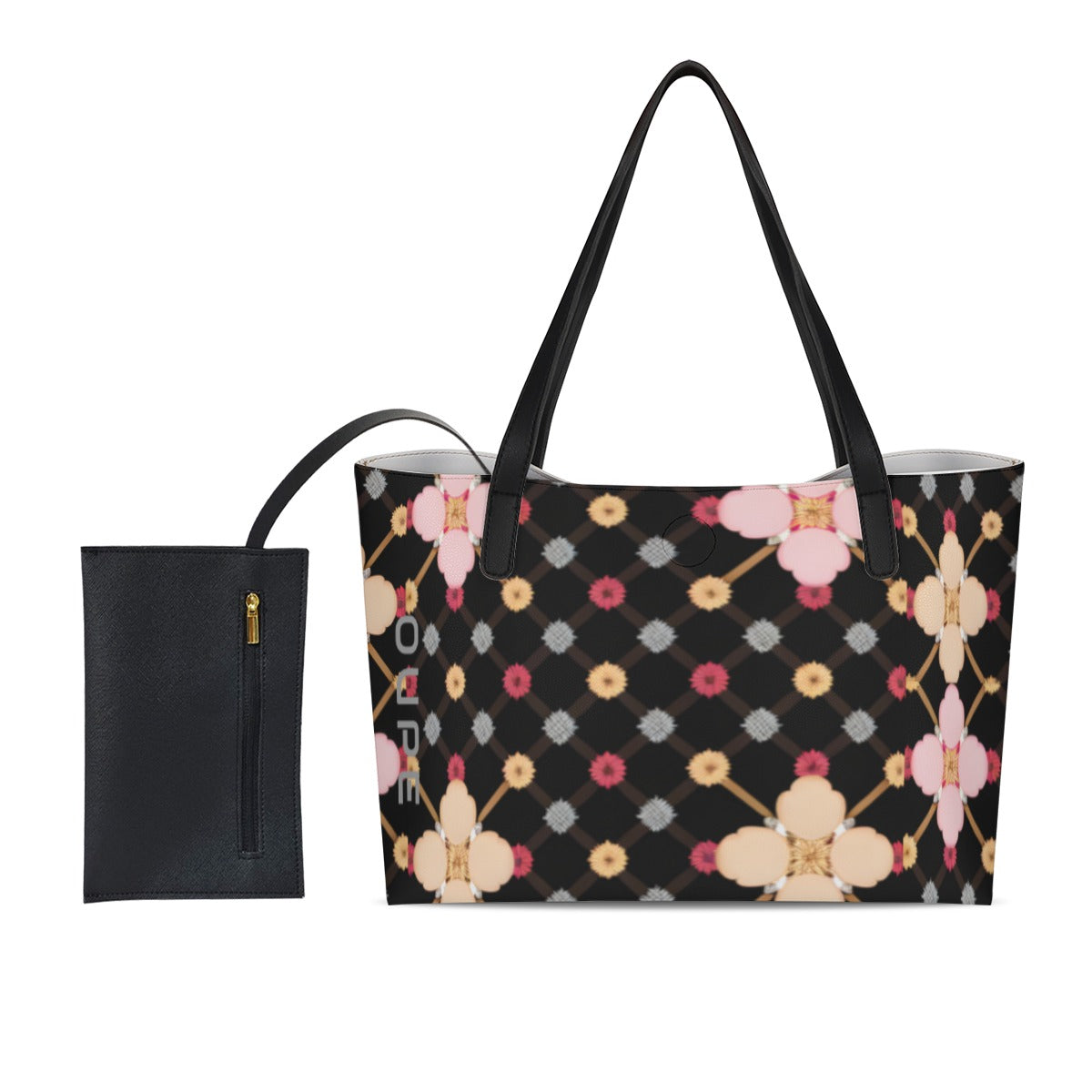 AC KAMI OUPE Shopping Tote Bag With Black Mini Purse