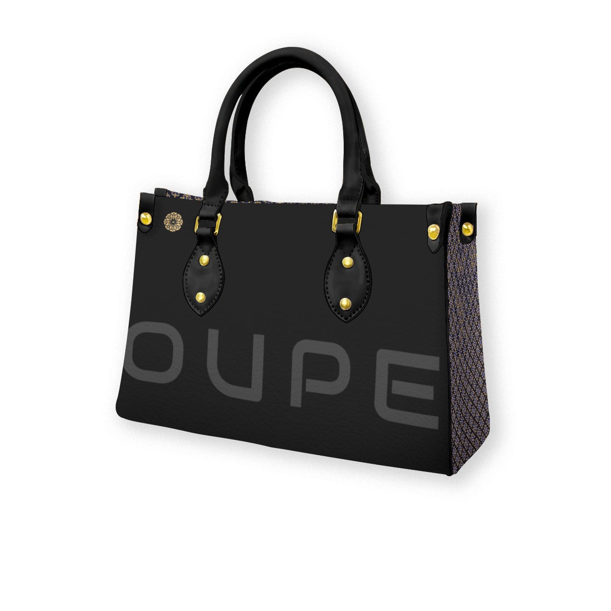 Women's "OUPE"  (Lemon) Tote Bag With Black Handle
