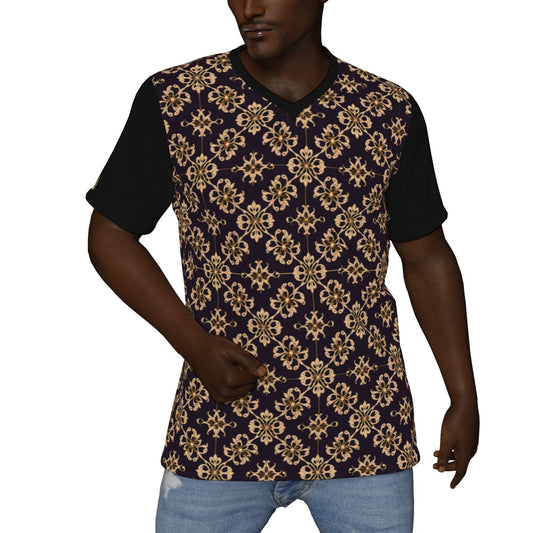 AC Baroque Mens All-Over Print V-Neck T-Shirt