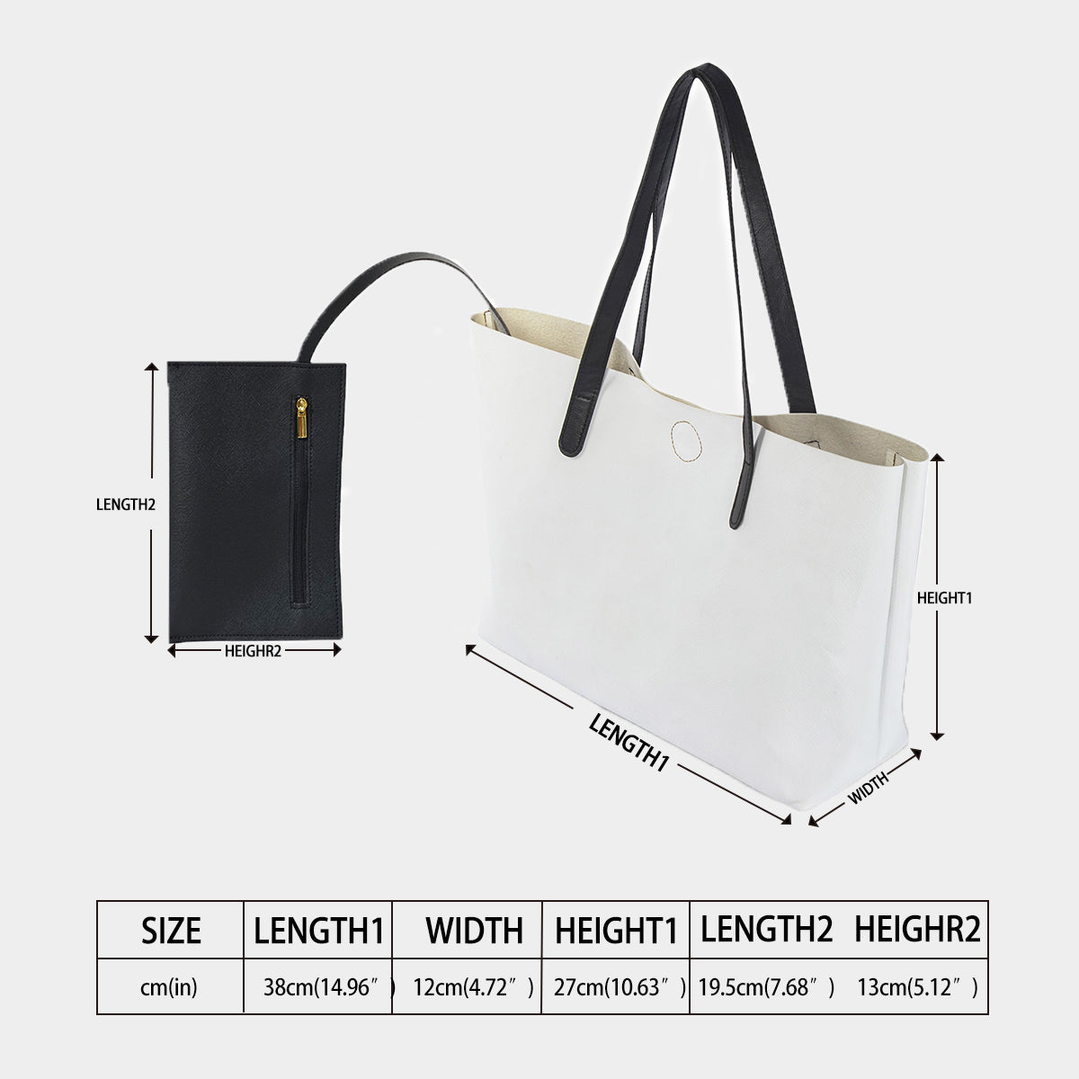 AC KAMI OUPE Shopping Tote Bag With Black Mini Purse